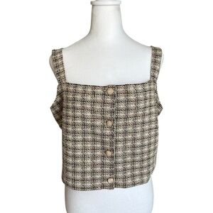 Meraki Plaid Women's Tweed Button-Up Top Size XL NWT